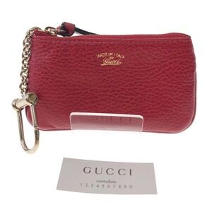 Gucci Leather Swing Key Ring Wallet Coin Red